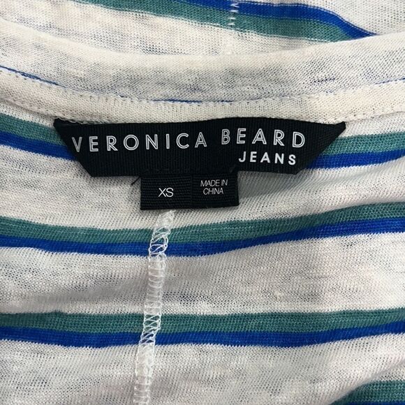 New Veronica Beard ARION MUSCLE TEE COLOR OFF WHITE MULTI XS Linen - Picture 12 of 15